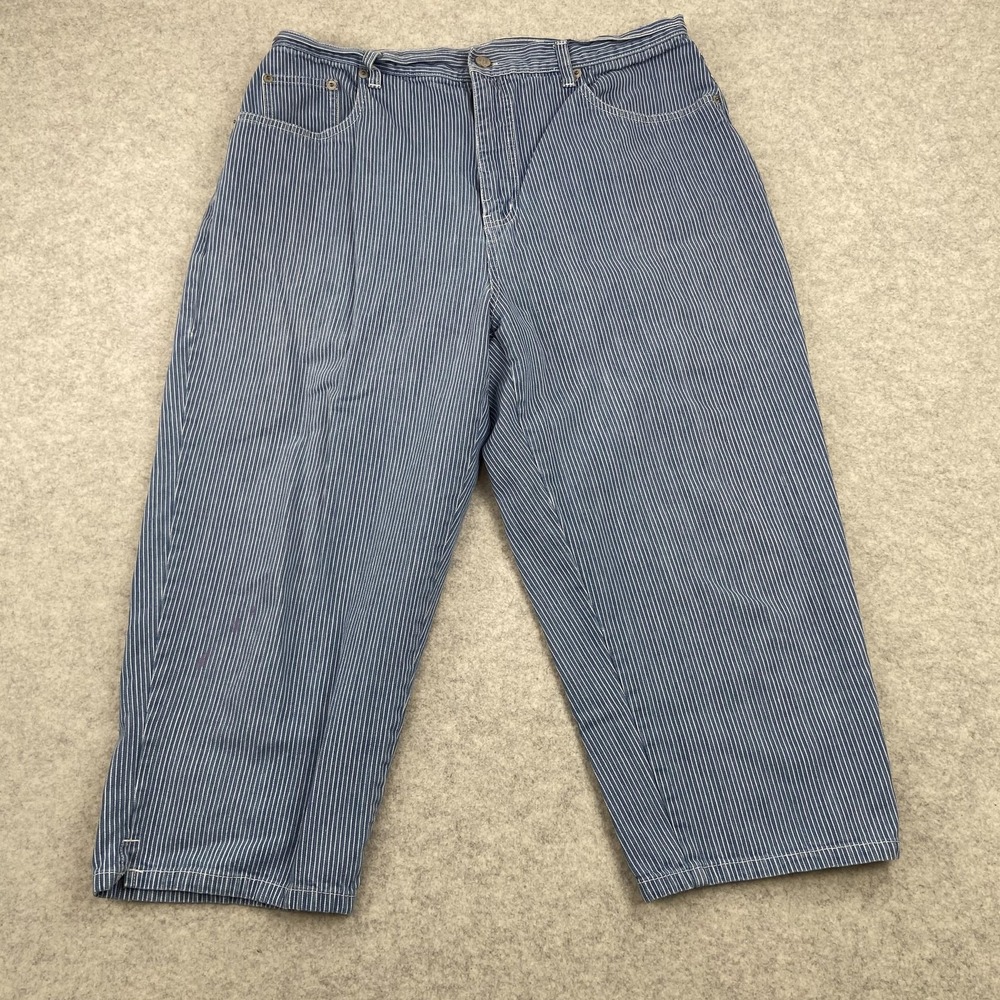 Vintage Bill Blass Capri Jeans Womens 16 (32x20) Blue High Rise Striped Denim